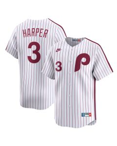 Youth Philadelphia Phillies #3 Bryce Harper Nike White Cooperstown Collection Limited Jersey (White)