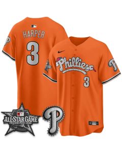 Youth Philadelphia Phillies #3 Bryce Harper Orange 2026 MLB All-Star Jersey (Orange)