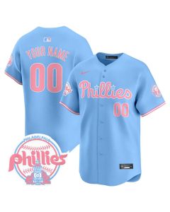 Youth Philadelphia Phillies Bubblegum Light Blue Vapor Premier Limited Stitched Custom Jersey (Blue)