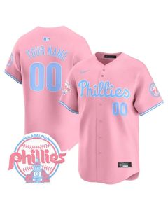 Youth Philadelphia Phillies Bubblegum Pink Vapor Premier Limited Stitched Custom Jersey (Pink)