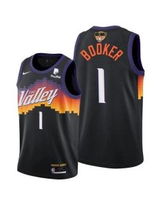 Youth Phoenix Suns #1 Devin Booker 2021 Black NBA Finals City Edition Stitched Jersey
