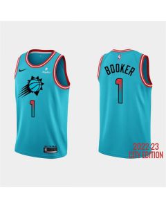 Youth Phoenix Suns #1 Devin Booker 2022-23 Blue City Edition Stitched Basketball Jersey