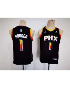 Youth Phoenix Suns #1 Devin Booker Black 2022/23 Statement Edition Stitched Basketball Jersey