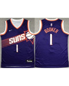 Youth Phoenix Suns #1 Devin Booker Purple 2023 Icon Edition Stitched Basketball Jersey