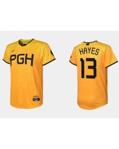 Youth Pittsburgh Pirates #13 Ke'Bryan Hayes Gold 2023 City Connect Stitched Jersey
