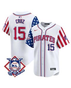 Youth Pittsburgh Pirates #15 Oneil Cruz White 2024 Fourth of July Vapor Limited Jersey