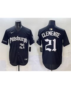 Youth Pittsburgh Pirates #21 Roberto Clemente Black "Gothic Steel City Edition" Vapor Limited Stitched Baseball Jersey (Black)