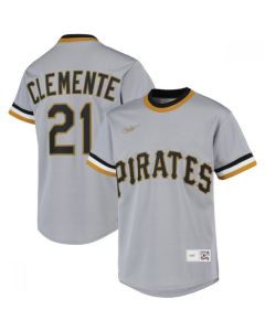 Youth Pittsburgh Pirates #21 Roberto Clemente Grey Stitched Jersey