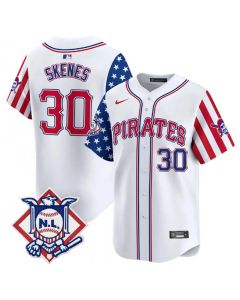 Youth Pittsburgh Pirates #30 Paul Skenes White 2024 Fourth of July Vapor Limited Jersey (White)
