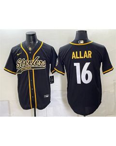 Youth Pittsburgh Steelers #16 Drew Allar Black With Patch Cool Base Stitched Baseball Jersey (Black)