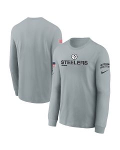 Youth Pittsburgh Steelers Gray 2024 Salute To Service Long Sleeve T-Shirt (Gray)