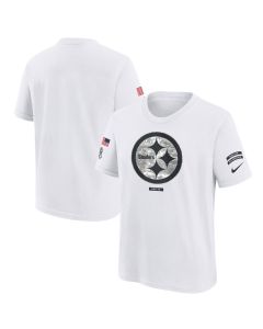 Youth Pittsburgh Steelers White 2024 Salute To Service T-Shirt (White)