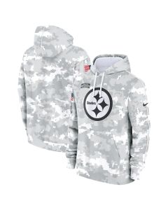 Youth Pittsburgh Steelers White/Gray 2024 Salute To Service Pullover Hoodie (White Gray)