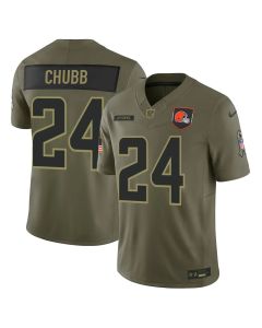 Youth's Cleveland Browns #24 Nick Chubb Olive 2025 Salute to Service Retired Limited Jersey