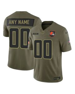 Youth's Cleveland Browns Custom Olive 2025 Salute to Service Retired Limited Jersey (Olive)
