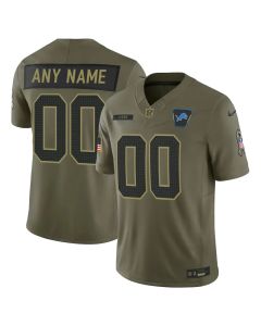 Youth's Detroit Lions Custom Olive 2025 Salute to Service Retired Limited Jersey (Olive)