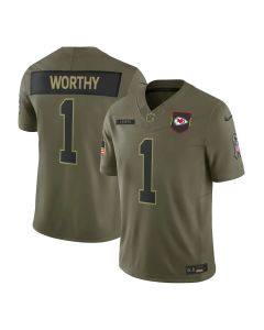 Youth's Kansas City Chiefs #1 Xavier Worthy Olive 2025 Salute to Service Retired Limited Jersey