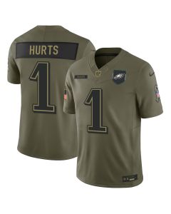 Youth's Philadelphia Eagles #1 Jalen Hurts Olive 2025 Salute to Service Retired Limited Jersey (Olive)