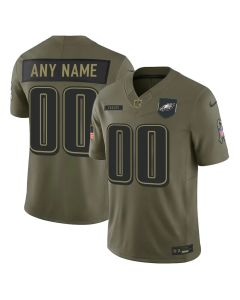Youth's Philadelphia Eagles Custom Olive 2025 Salute to Service Retired Limited Jersey (Olive)