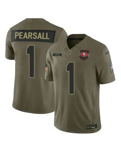 Youth's San Francisco 49ers #1 Ricky Pearsall Olive 2025 Salute to Service Retired Limited Jersey (Olive)