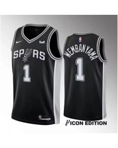 Youth San Antonio Spurs #1 Victor Wembanyama Black Icon Edition Stitched Jersey