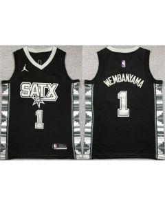 Youth San Antonio Spurs #1 Victor Wembanyama Black Statement Edition Stitched Jersey