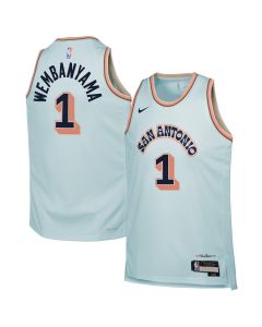 Youth San Antonio Spurs #1 Victor Wembanyama Light Blue 2024/25 Swingman City Edition Player Jersey (Blue)