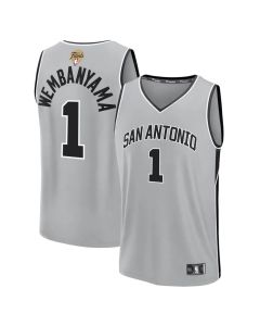 Youth San Antonio Spurs #1 Victor Wembanyama Silver 2026 NBA Finals Patch Fast Break Statement Edition Jersey (Silver)