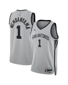 Youth San Antonio Spurs #1 Victor Wembanyama Silver Swingman Statement Edition Jersey (Silver)