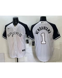 Youth San Antonio Spurs #1 Victor Wembanyama White Baseball Jersey (White)