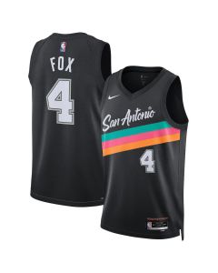 Youth San Antonio Spurs #4 De'Aaron Fox Nike Black 2025/26 Swingman City Edition Jersey (Black)