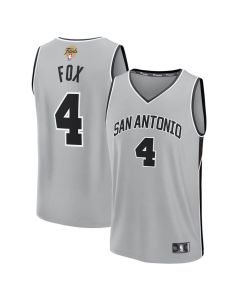 Youth San Antonio Spurs #4 De'Aaron Fox Silver 2026 NBA Finals Patch Fast Break Statement Edition Jersey (Silver)