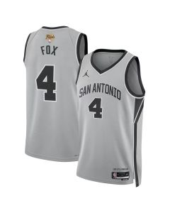 Youth San Antonio Spurs #4 De'Aaron Fox Silver 2026 NBA Finals Patch Swingman Statement Edition Jersey