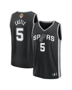 Youth San Antonio Spurs #5 Stephon Castle Black 2026 NBA Finals Patch Fast Break Icon Edition Jersey (Black)