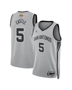 Youth San Antonio Spurs #5 Stephon Castle Silver 2026 NBA Finals Patch Swingman Statement Edition Jersey (Silver)