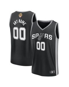 Youth San Antonio Spurs Black 2026 NBA Finals Patch Fast Break Icon Edition Custom Jersey