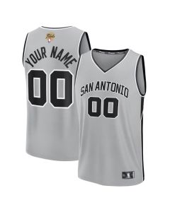 Youth San Antonio Spurs Silver 2026 NBA Finals Patch Fast Break Statement Edition Custom Jersey (Silver)