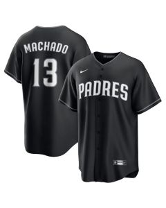 Youth San Diego Padres #13 Manny Machado Black Lights Out Replica Player Jersey (Black)