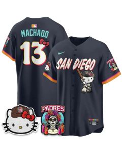 Youth San Diego Padres #13 Manny Machado Obsidian 2026 City Connect x Hello Kitty Vapor Limited Jersey (City Connect)