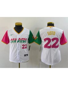 Youth San Diego Padres #22 Juan Soto 2022 White City Connect Stitched Baseball Jersey (White)