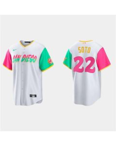 Youth San Diego Padres #22 Juan Soto 2022 White City Connect Stitched Baseball Jersey