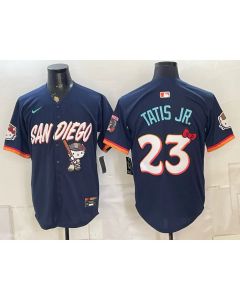 Youth San Diego Padres #23 Fernando Tatis Jr. Navy Hello Kitty Stitched Baseball Jersey