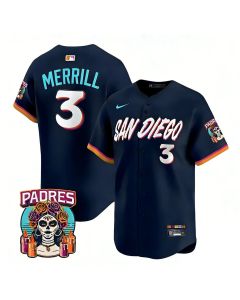 Youth San Diego Padres #3 Jackson Merrill Navy 2026 City Connect Stitched Jersey-Button Up (Navy)