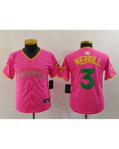 Youth San Diego Padres #3 Jackson Merrill Pink Stitched Baseball Jersey