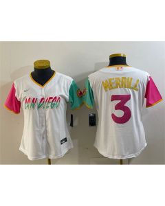 Youth San Diego Padres #3 Jackson Merrill White City Connect Stitched Baseball Jersey