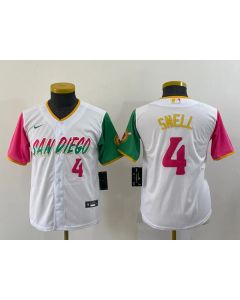Youth San Diego Padres #4 Blake Snell 2022 White City Connect Stitched Baseball Jersey
