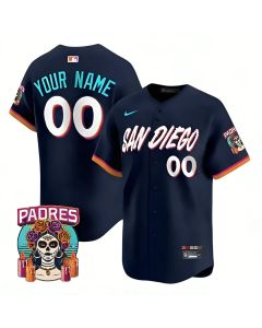 Youth San Diego Padres Navy 2026 City Connect Stitched Custom Jersey-Button Up