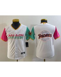 Youth San Diego Padres White Team Big Logo City Connect Stitched Baseball Jersey