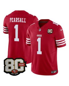 Youth San Francisco 49ers #1 Ricky Pearsall Red 80 Anniversary Vapor F.U.S.E. Limited Jersey (Red)