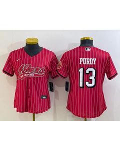Youth San Francisco 49ers #13 Brock Purdy New Red With Patch Cool Base Stitched Baseball Jersey